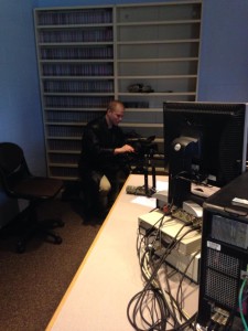 Matt Zuch filming in the Production Studio in the Broadcasting Department